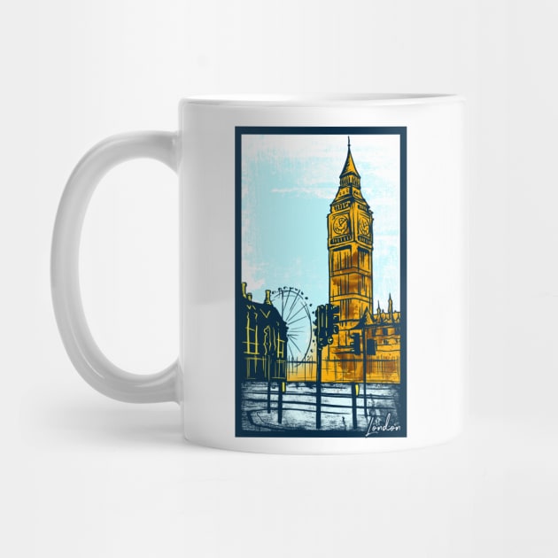 London big Ben UK vibrant retro style graphic by DanDesigns